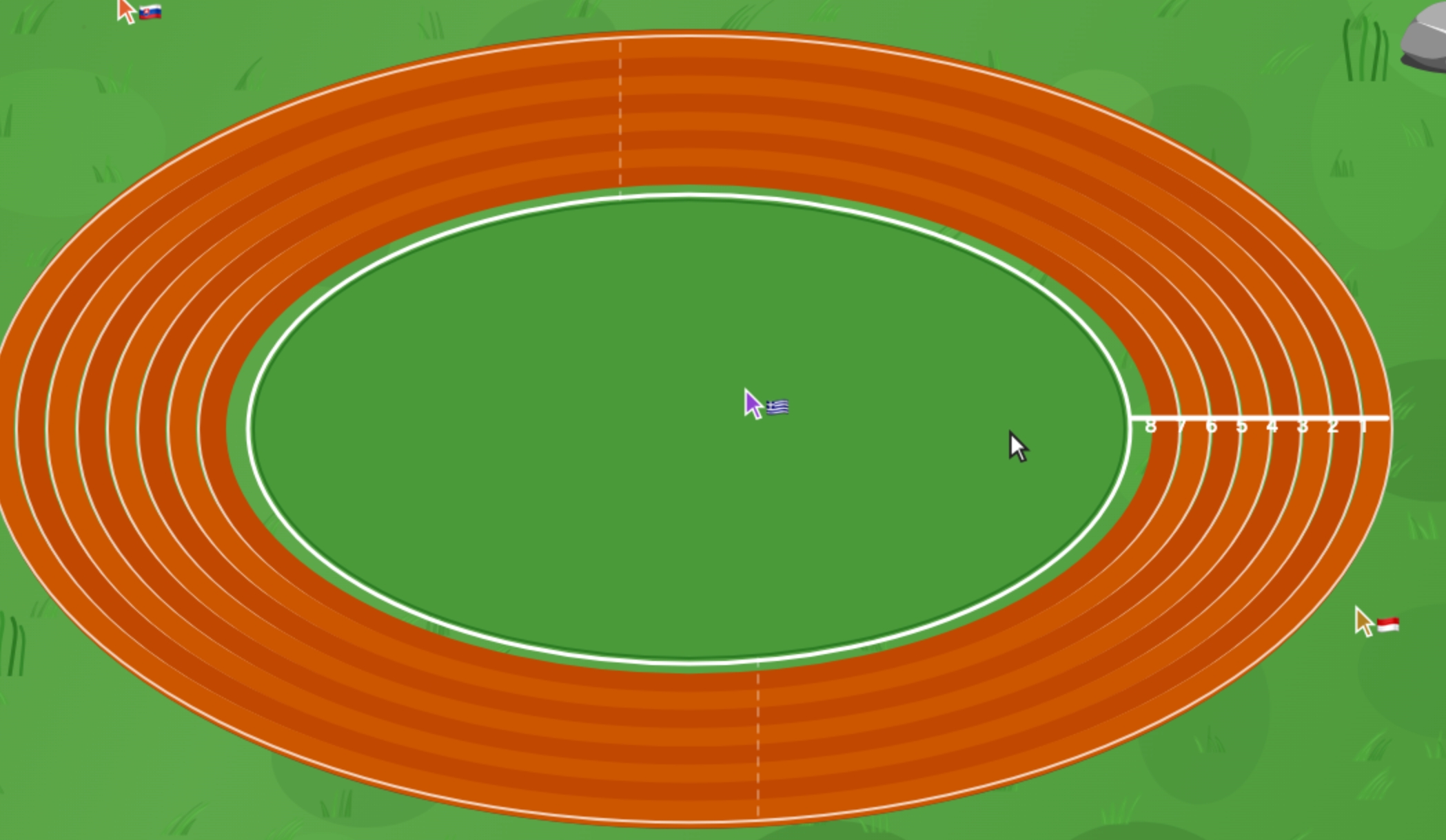 Cursor camp sandbox running track with 8 lanes