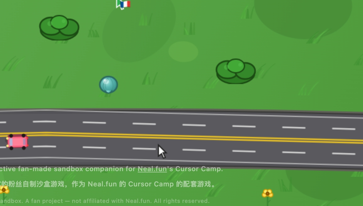 Cursor camp shell near the central road intersection