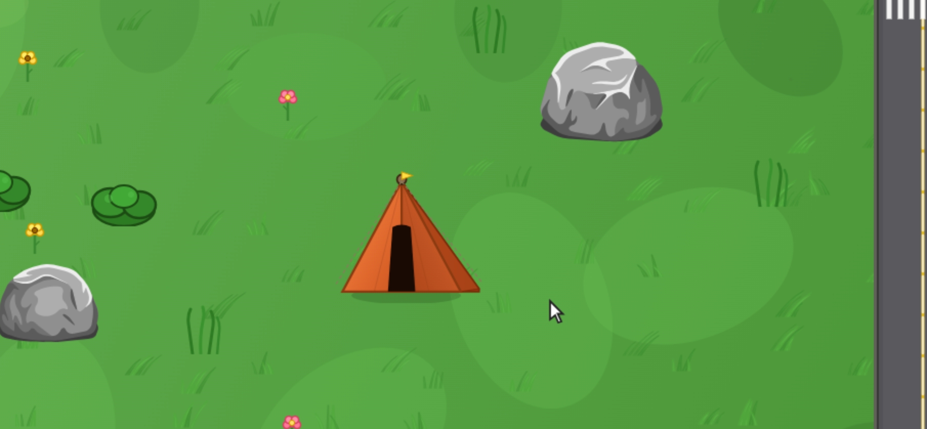 Cursor camp sandbox canvas tent near the treehouse area