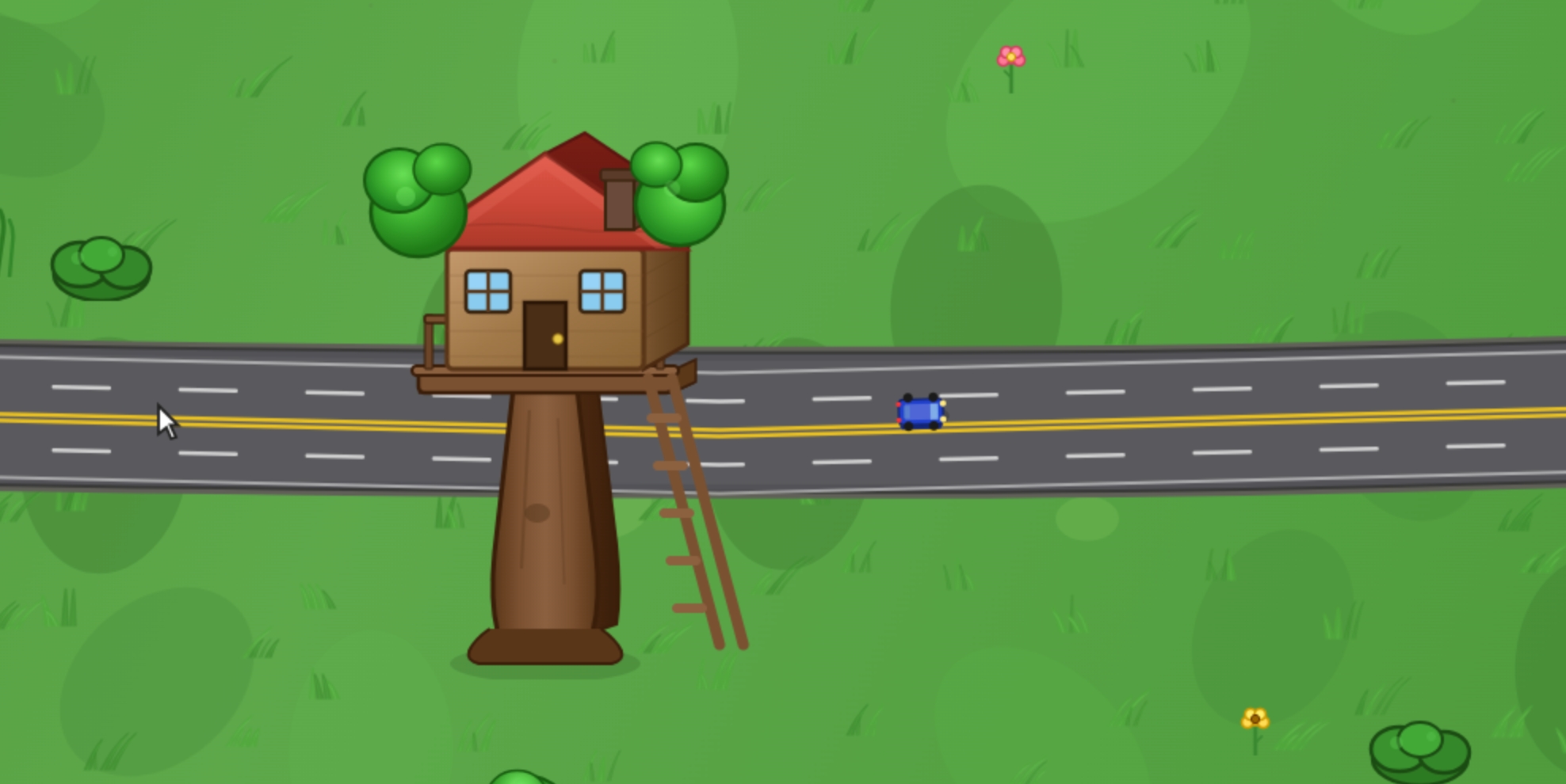 Cursor camp sandbox treehouse landmark built around a giant tree